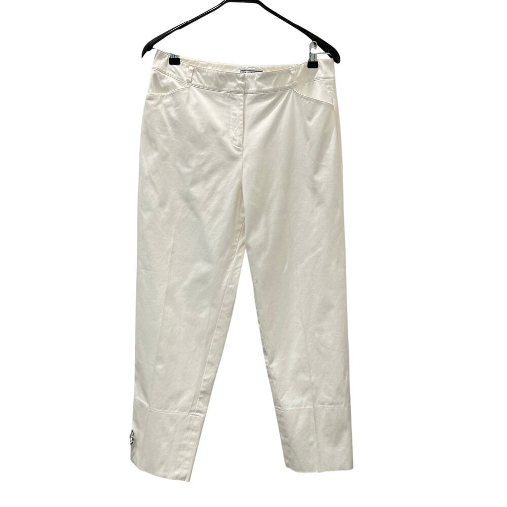 Talbots Collection Petites Womens White Pants Cotton Stretch Size 10